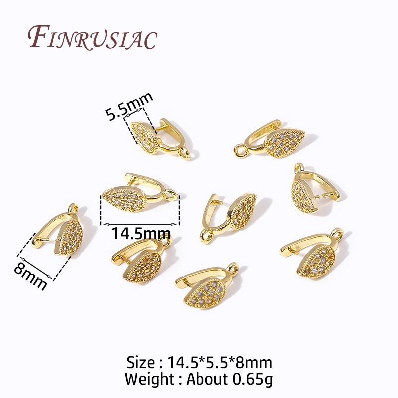 Multi Types 18K Gold Plated Inlaid Zircon Beila For Pendants,Pinch Clip Bails For Crystal Agate Jewelry Making,Pendant Connector