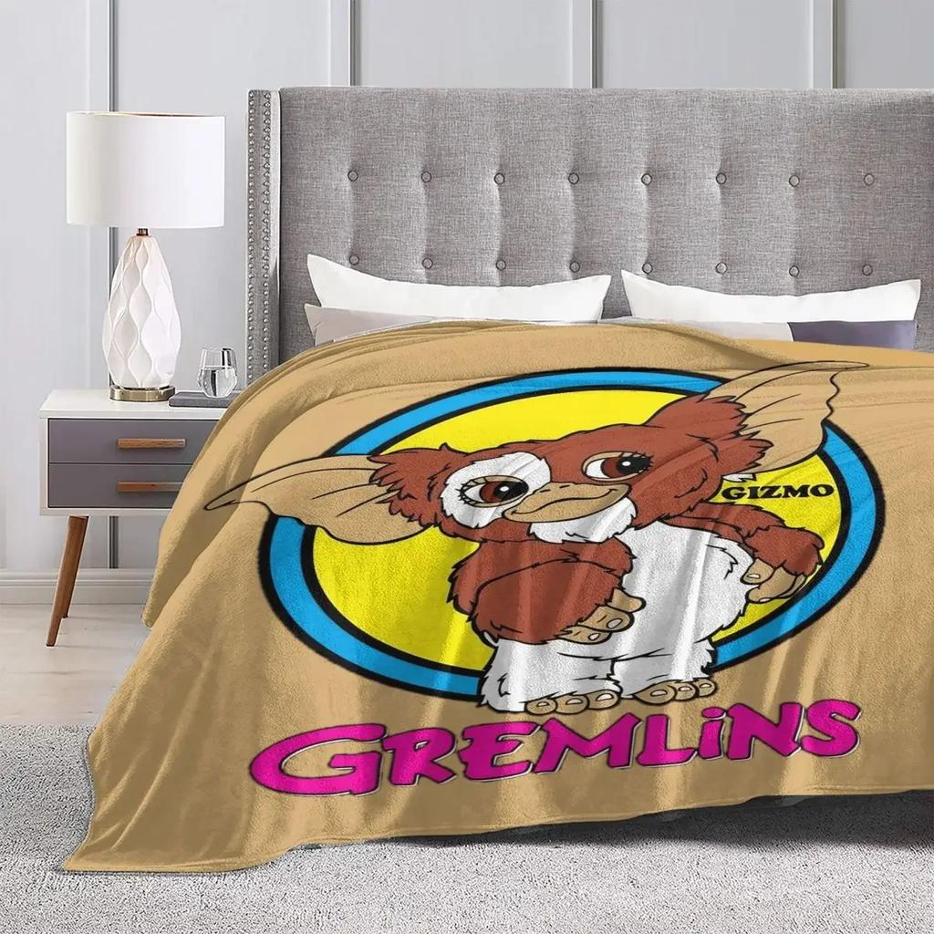 Vintage Gremlins Gizmo Mogwai Blanket Coral Fleece Plush Textile Decor Horror Cozy Lightweight Blankets for Home Outdoor Quilt
