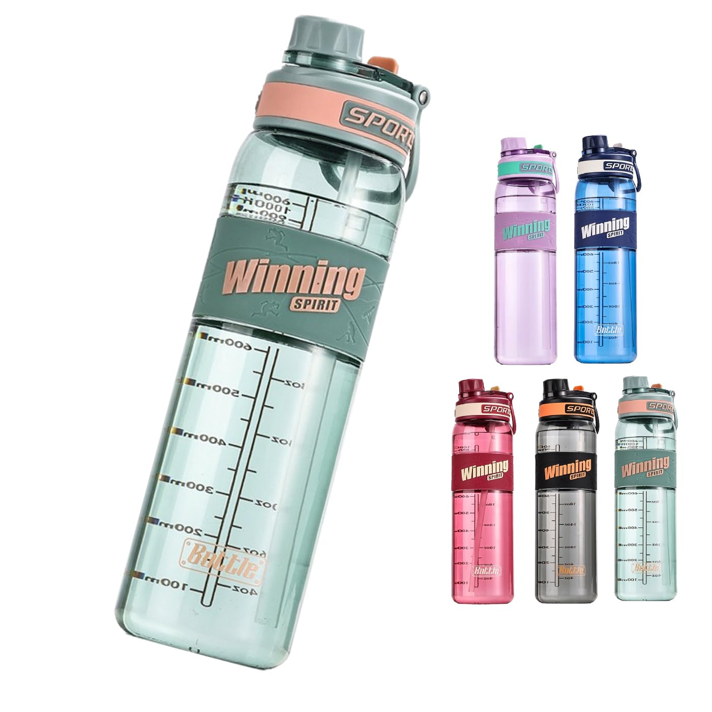 

NAWEN Water Bottle, 600ml, 800ml, 1000ml, Large Capacity, Portable Straw, BPA-Free Plastic, for Cycling, Adults, and Children, Outdoor Sports,
