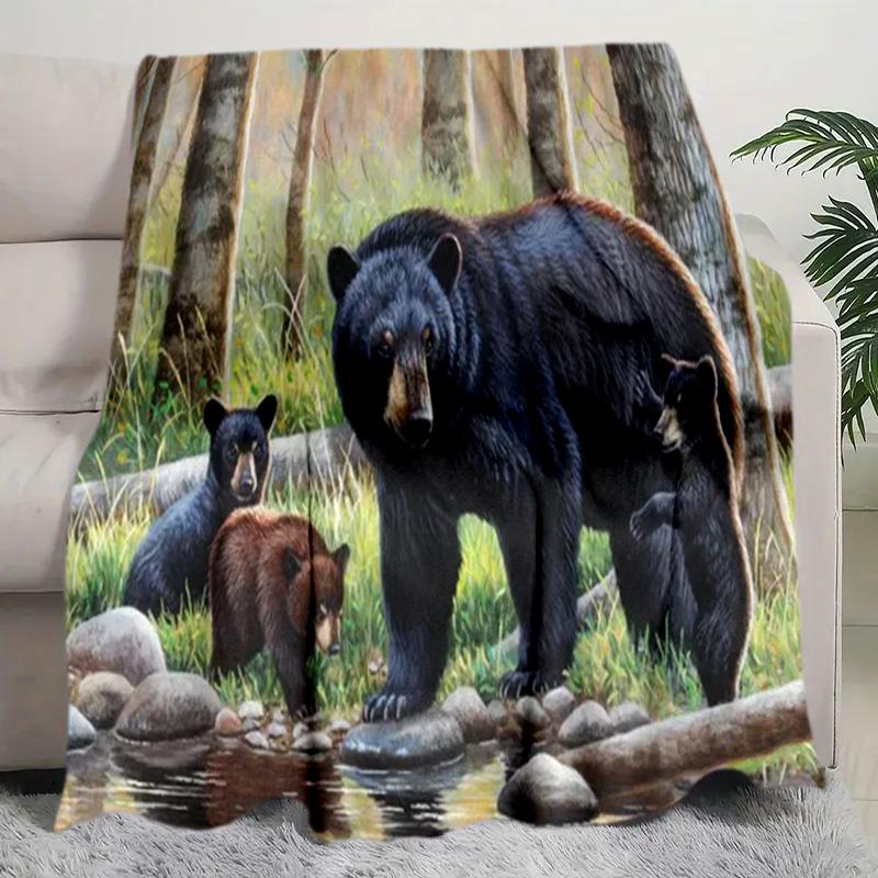 Coperta Morbida Famiglia Orsi Neri Perfetta per Tutte le Stagioni Comoda per Divano Ufficio Pisolini Viaggio Regalo di Compleanno Regalo di Natale