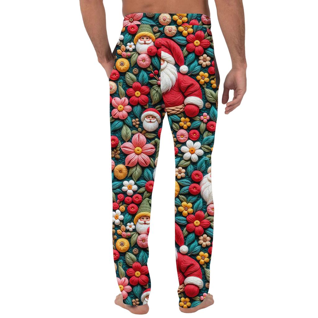 Men's Christmas-Printed Pocket & Sleep Pants | Soft Cotton Blend, Elastic Waist