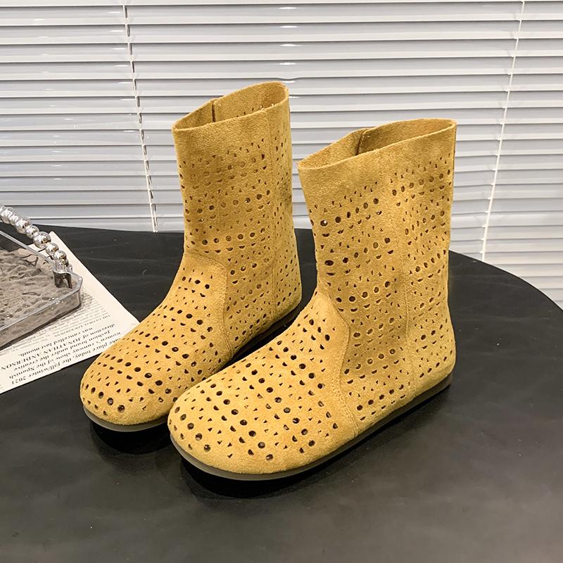 Fashion High quality breathable mesh summer women's flat ankle boots 2025 summer women's boots fashion lace boots 35-40