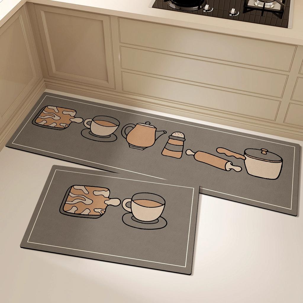 Kitchen Carpet Non-slip Waterproof Oil-proof Kitchen Rug Long Strip Runner Kitchen Mat PVC Leather Washable Rugs Home Decoration