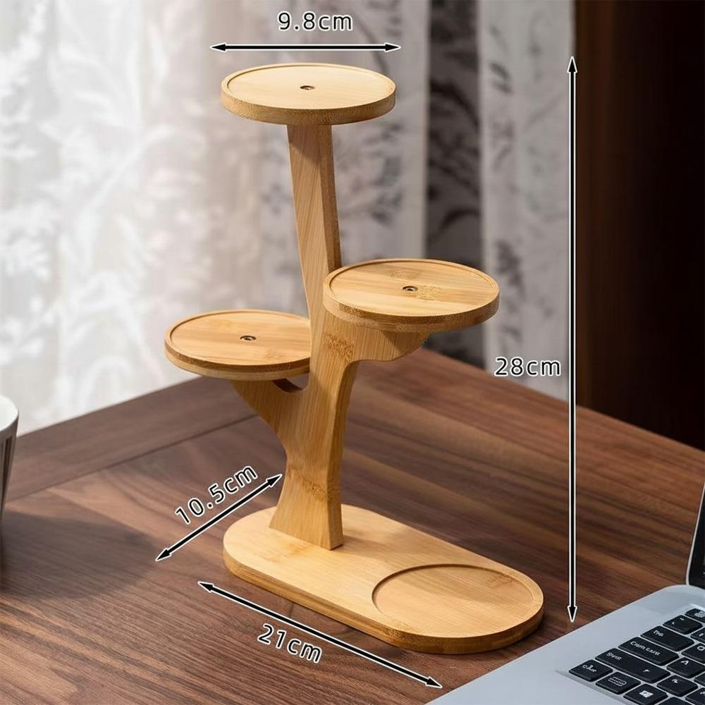 1pc Stable Bamboo Plant Stand Multi-Tier Tree-Shaped Succulent Display Rack Desktop Decor Flower Pot Holder Home Office
