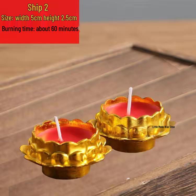 Seven-Color Lotus Butter Lamp – Wish-Fulfilling Monk Candle for Buddha Offerings