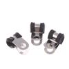 12Pcs Rubber Lined Wiring Hose Pipe Clamp Metal R Clips Camper Hydraulic 3/16" Brake Gas Line Pipe Fixing Clamp Cramp
