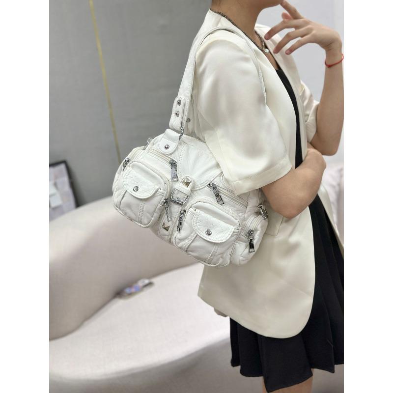 Niche Vintage High-capacity Locomotive Multi-pocket Underarm Bag All-in-one Commuter Shoulder Tote Crossbody Bag