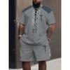 Atmungsaktives 3D-Druck T-Shirt und Shorts 2-teiliges Set für Herren Übergröße