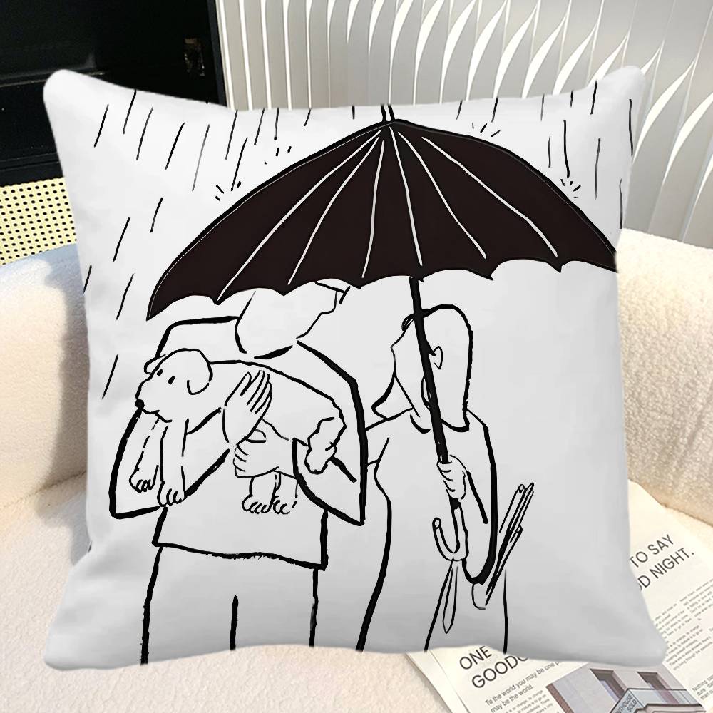 Modern Korean Black And White Love Theme Pillow Case Square Pillow Bedroom Sofa Leisure Comfort Cushion Car Home Decoration