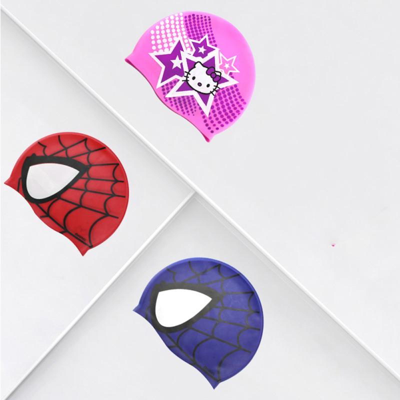 Cartoon Print Swimming Cap Ear Protection Waterproof Swimming Cap For Children