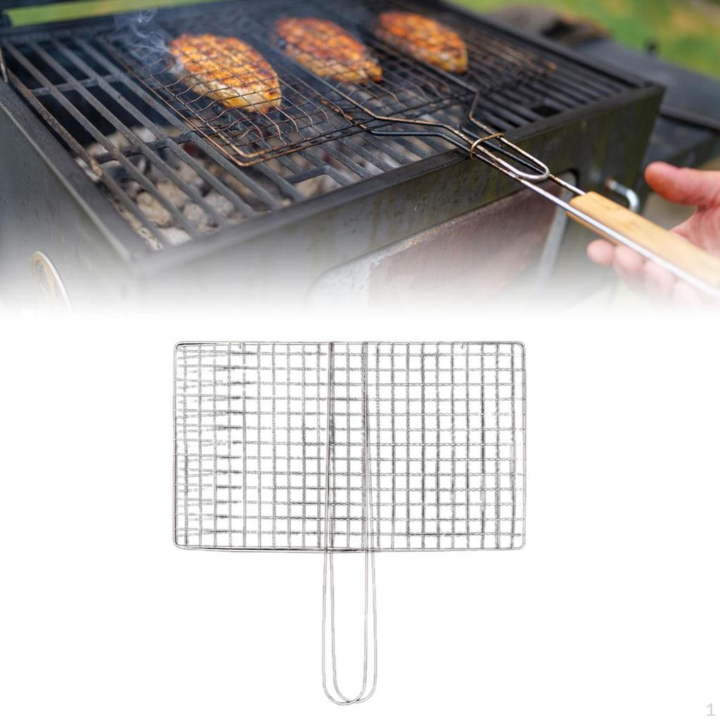 Barbecue Grill Basket Rack Portable Fish Grilling Clamp Vegetable BBQ for Kabob