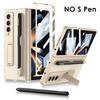 Bracket Leather Pen Slot Cover For Samsung Galaxy Z Fold 4 Case Hard Full Protection Cover With Front Film (No Pen )