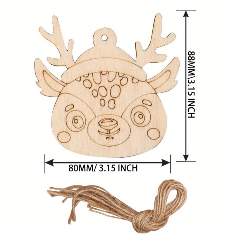 

10pcs Classic Deer Head wooden pendant, suitable for DIY handicrafts, suitable for trees and party decorations