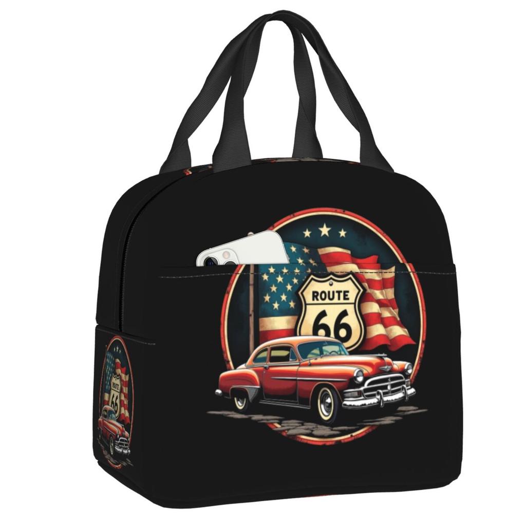Benutzerdefinierte Route 66 Mother Road Sexy PinUp Brotdose Männer Frauen Kühlbox Warm Isolierte Brotdose für Erwachsene Büro