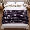 Skull Gothic Theme Soft Blanket Personalized Custom Name Text Print Warm Blanket Home Sofa Bedroom Decor