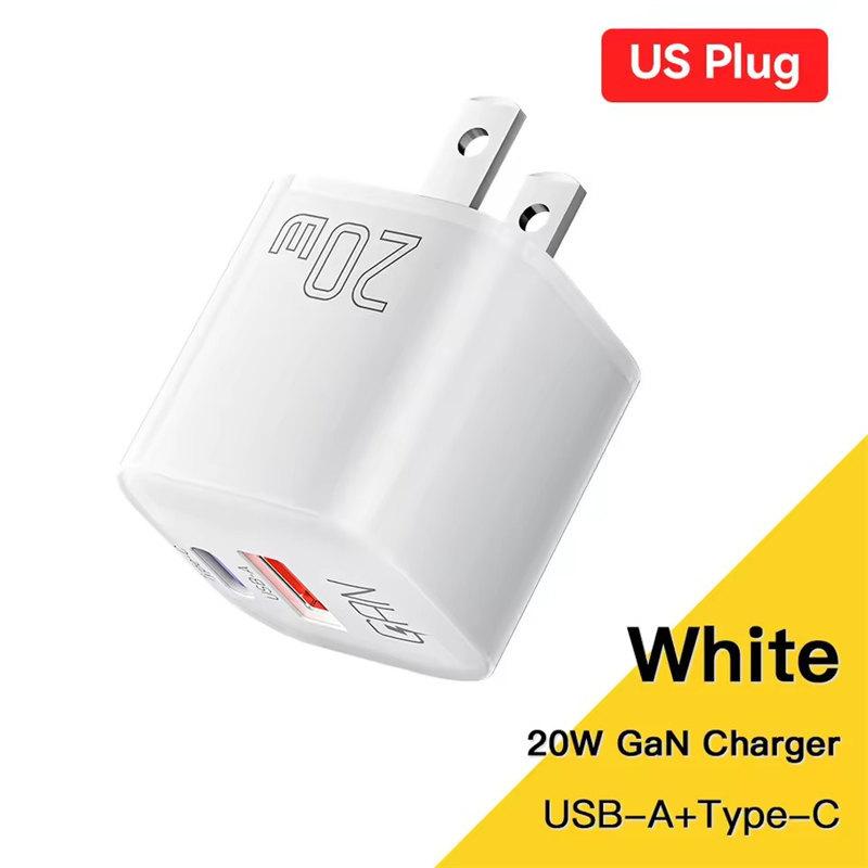 20W GaN USB-C PD Fast Charger, QC3.0 Quick Charger for iPhone 14/13/12/11 Pro Max/Mini, iPad, and More