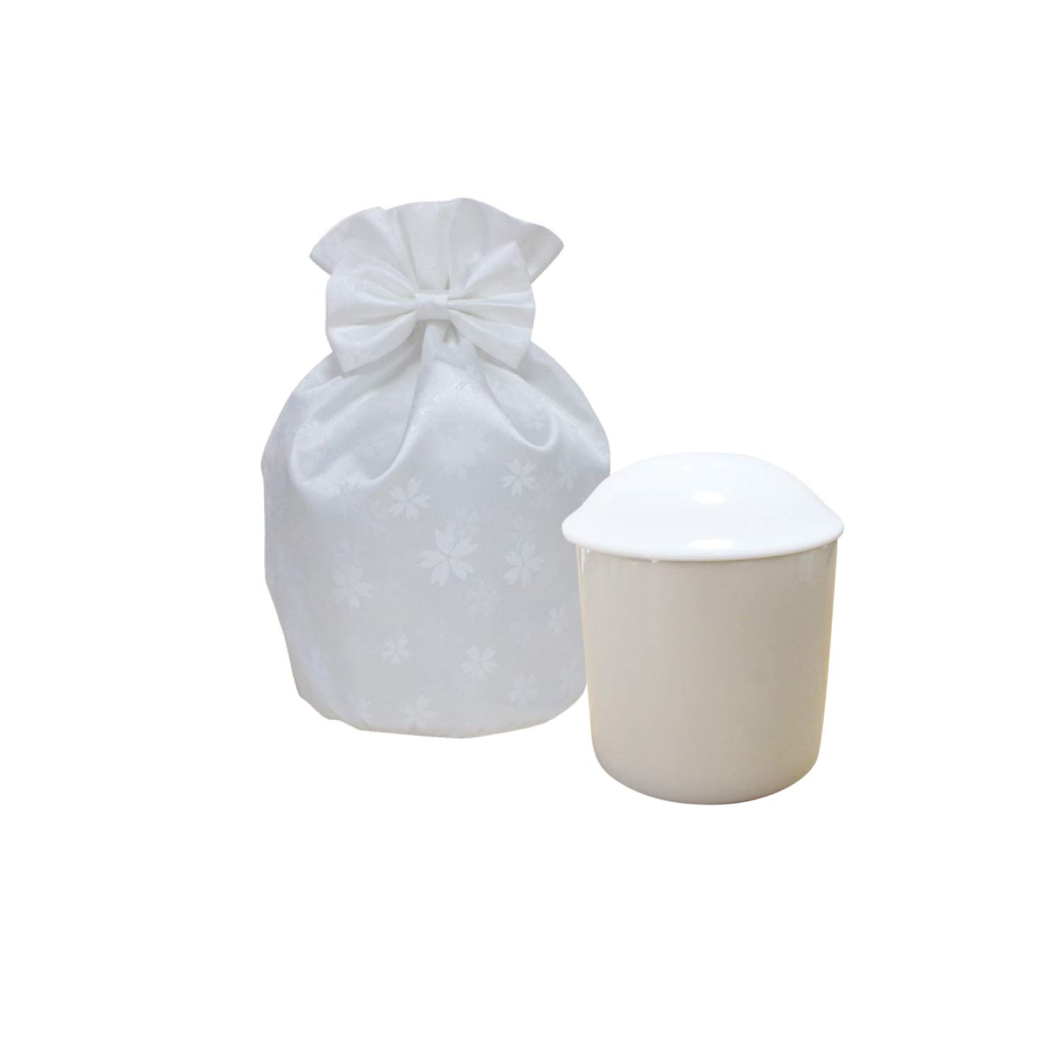 

Bone Bag and Urn Set with Drawstring Bag and Urn Cover, Sakura Wrapping, with Ribbon, 3-Inch White, Perfect for Pet Memorials and Pet Loss (White)