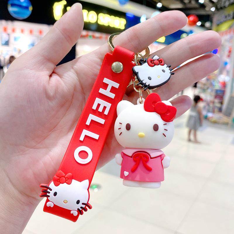 Creative Cartoon Teacup Kt Cat Keychain Hello Kitty Cute Pendant Schoolbag Pendant Girl Student Pendant