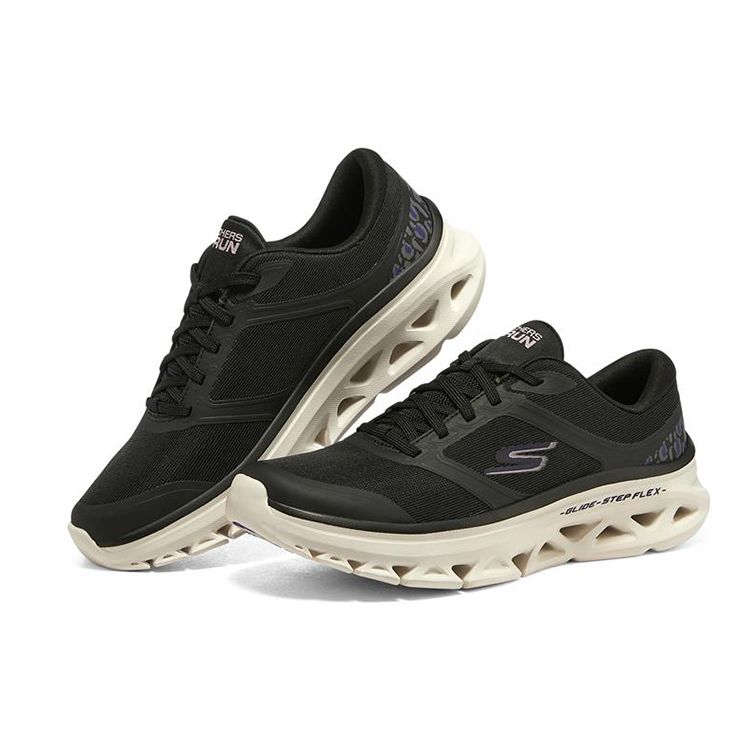 Skechers Go Run Glide-Step Fabric Low Top Lifestyle Shoes Women Sneakers Black 128894-BKPK