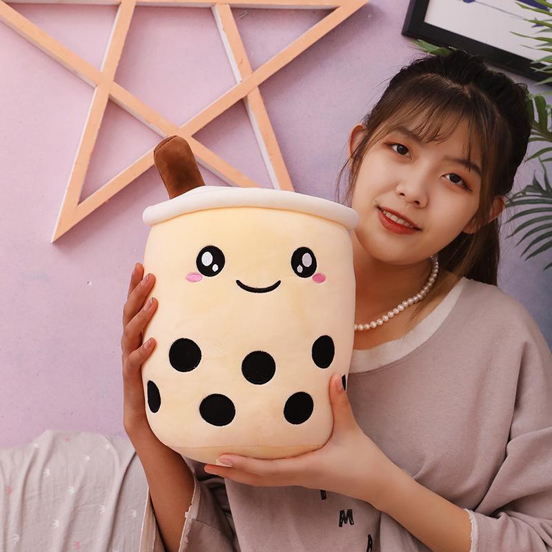 Cute Plush Boba Milk tea Filled Tea Cup Pillow Soft Bubble Tea Cup Plush Toy Kawaii Cartoon Gifts For Children Home Decor Original Cushion Cuddling