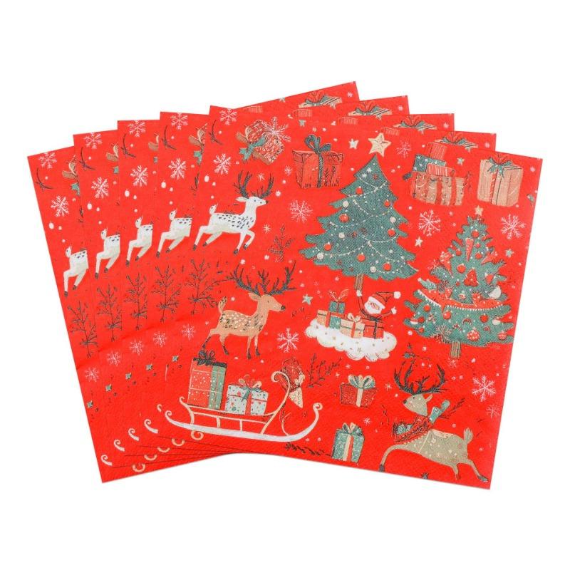 20pcs/Pac 33*33cm 2-Ply Disposable Party Napkin Christmas Pattern