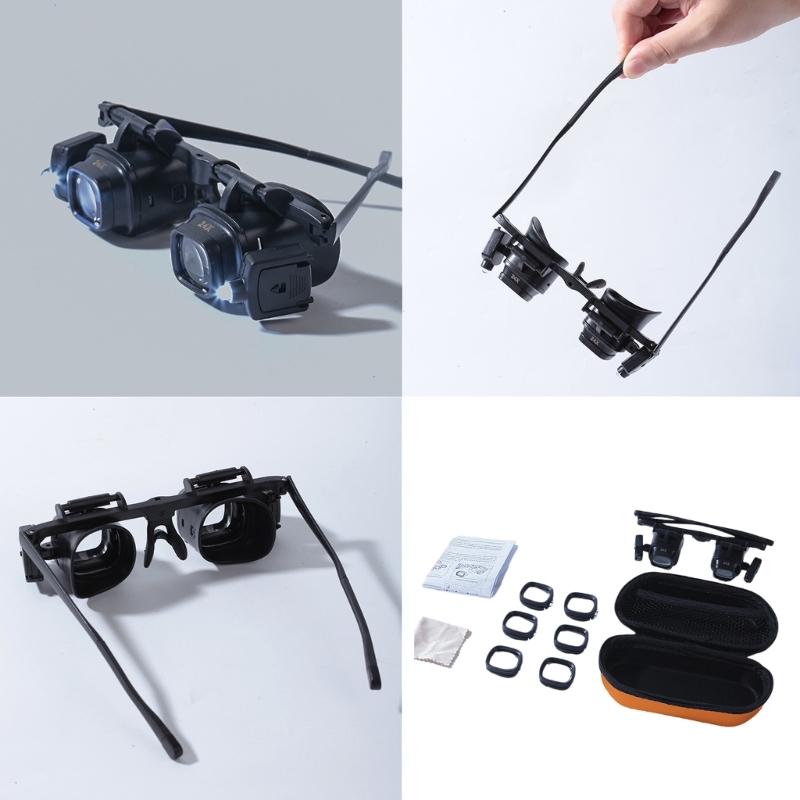 Adjustable LED Head Magnifier Glasses Convenient LED Head Mounted Magnifier For Sewing Crafts And Electronics 2X 24X