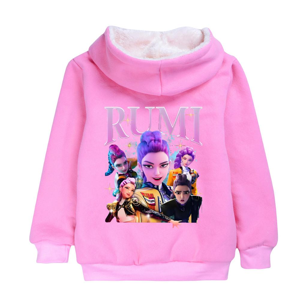 4805 Kinder Mädchen Kpop Zoey Mira Rumi Rumi Mantel Langärmlig Samt Warm Winterjacke