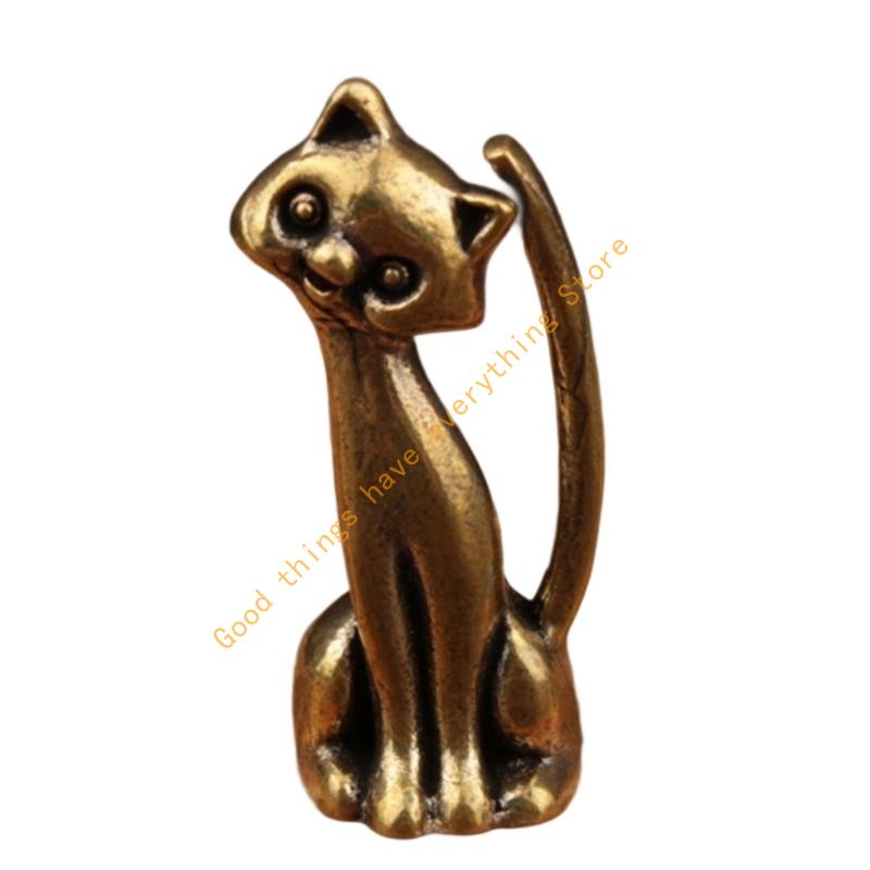 Miniature Brass Cats Elephant Statue Vintage Antique Sculpture Decors Tabletop Shelf Display For Animal Enthusiasts 55KF