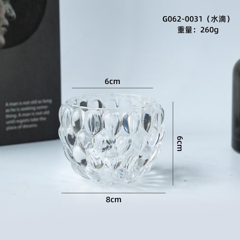 Sferyczny Szklany Kryształowy Świecznik Przezroczysta Tekstura Niełatwo Razi Ręce Bar Kolacja przy Świecach Dekoracje Domowe Ozdoby