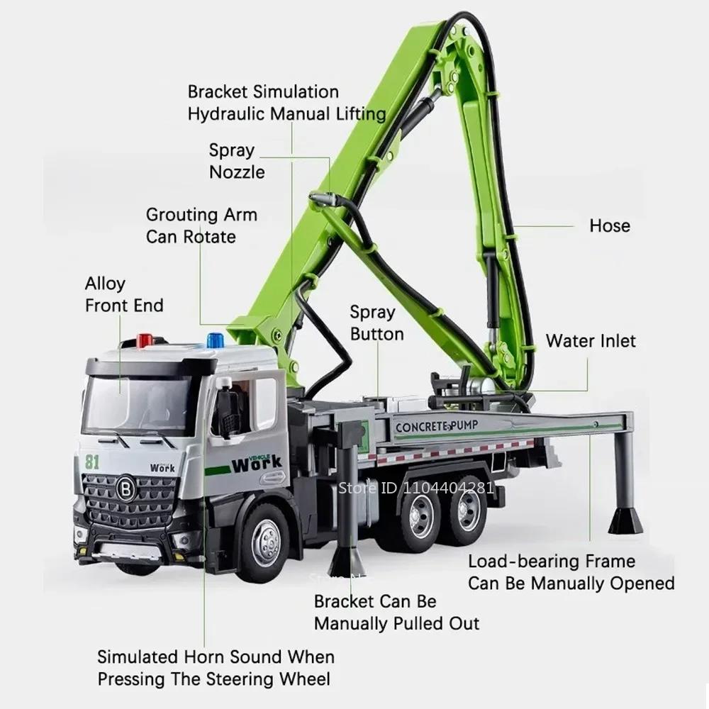 1:24 Camion Pompa Ciment Stropitoare Măturătoare Model Aliaj Turnat Sub Presiune Jucării Mașină Uși Deschise Sunet Lumină Vehicule Copii Jucărie Cadou de Sărbători