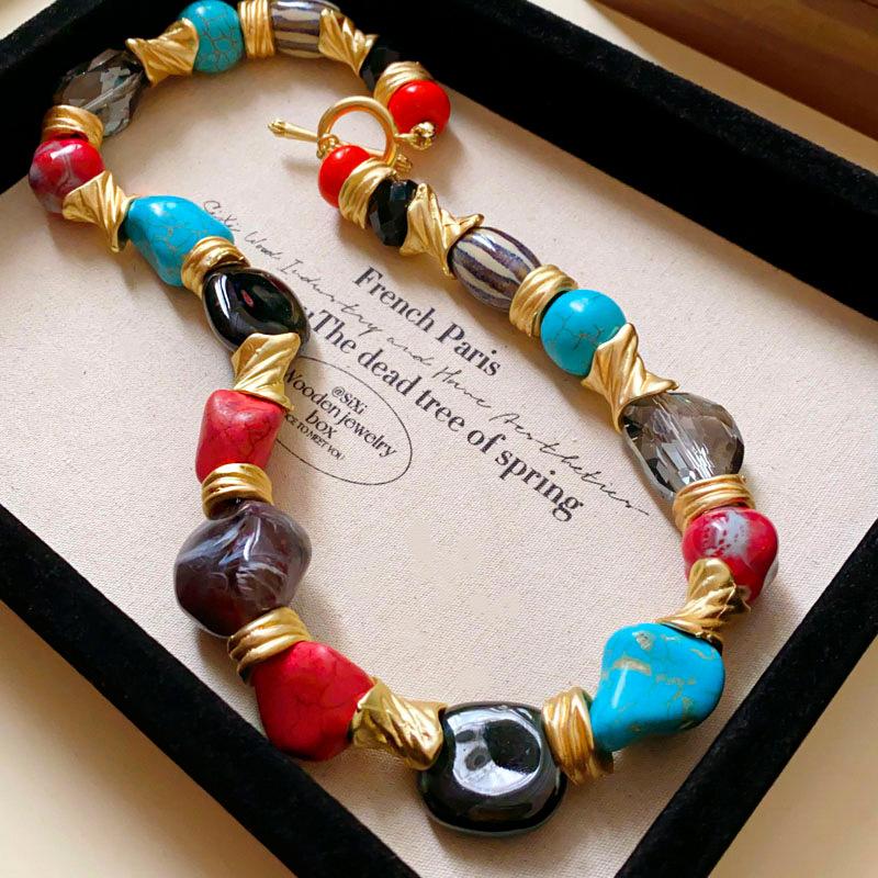 European and American color acrylic shell beaded necklace design sense collarbone chain exaggerated necklace women