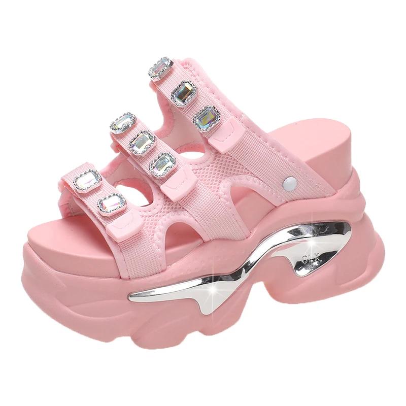 Summer Women Slippers Flip-Flops Ladies Beach Bling Chunky Shoes Wedge Heels Outside Sandals Woman High Platform Slippers 10.5CM