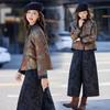Women's New Chinese Style Jacquard Down Jacket & Wide-Leg Pants Set