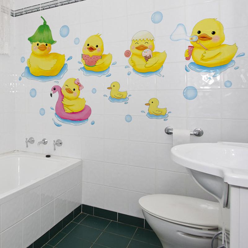 Cartoon Animal Little Yellow Duck Wall Sticker Bathroom Wall Decoration Waterproof and Moisture-proof Sticker Self Adhesive Wall Decals