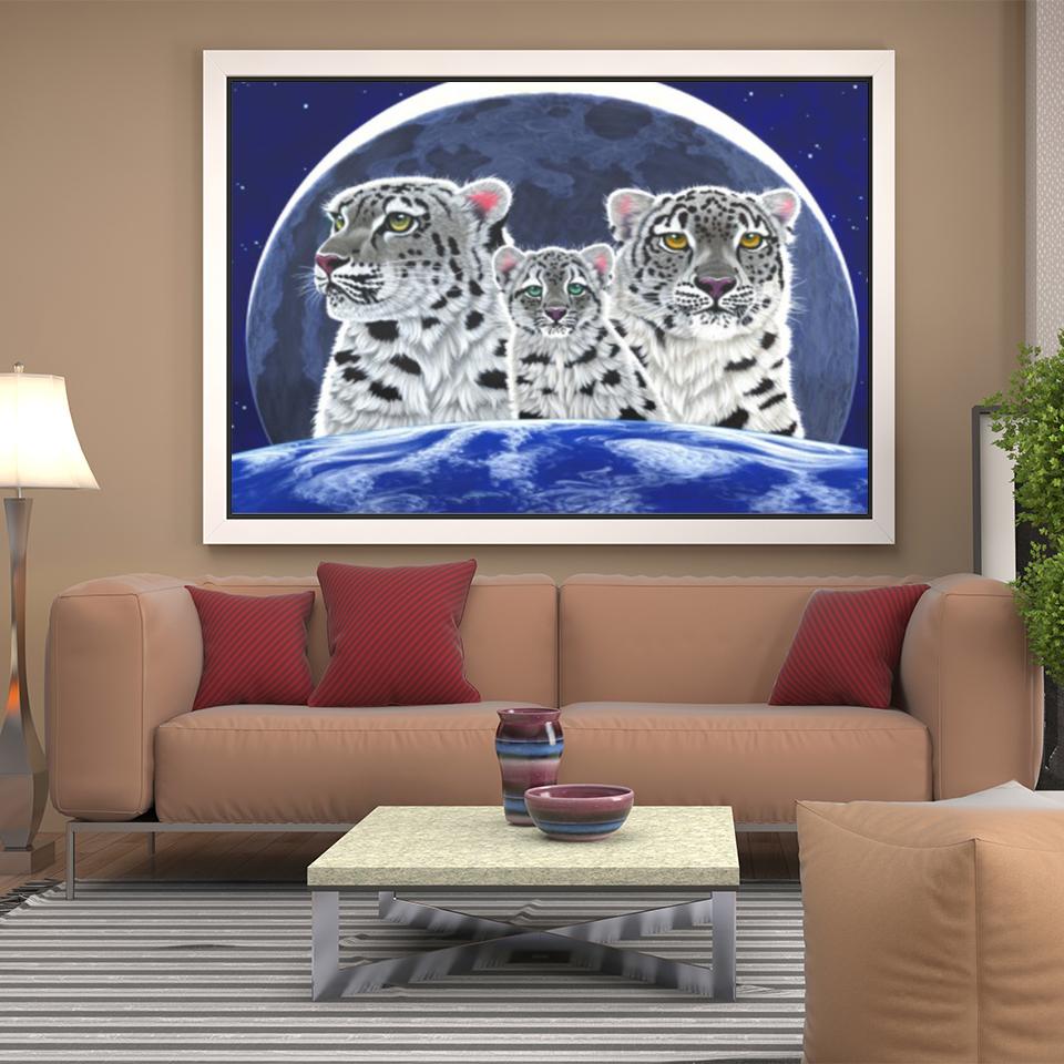 5D DIY diamantová malba Zimní sada pro vyšívání sněžným leopardem Úplná diamantová vyšívání drahokamu Obrázek Mozaika Domácí dekorace