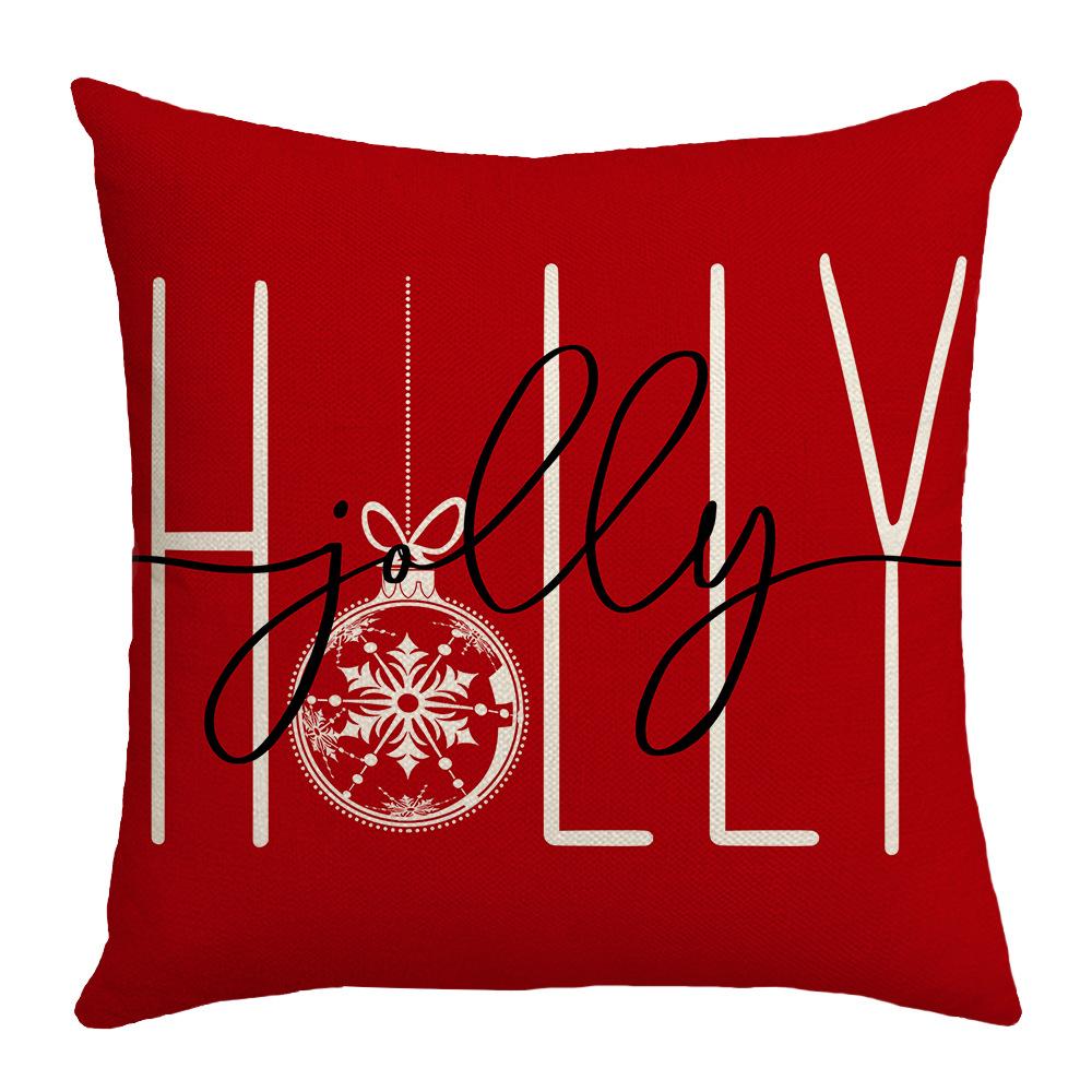Christmas Pillowcase Pillowcase Christmas Tree Snowflake Element Letter Stripe Print Pillowcase Festive Atmosphere Cushion