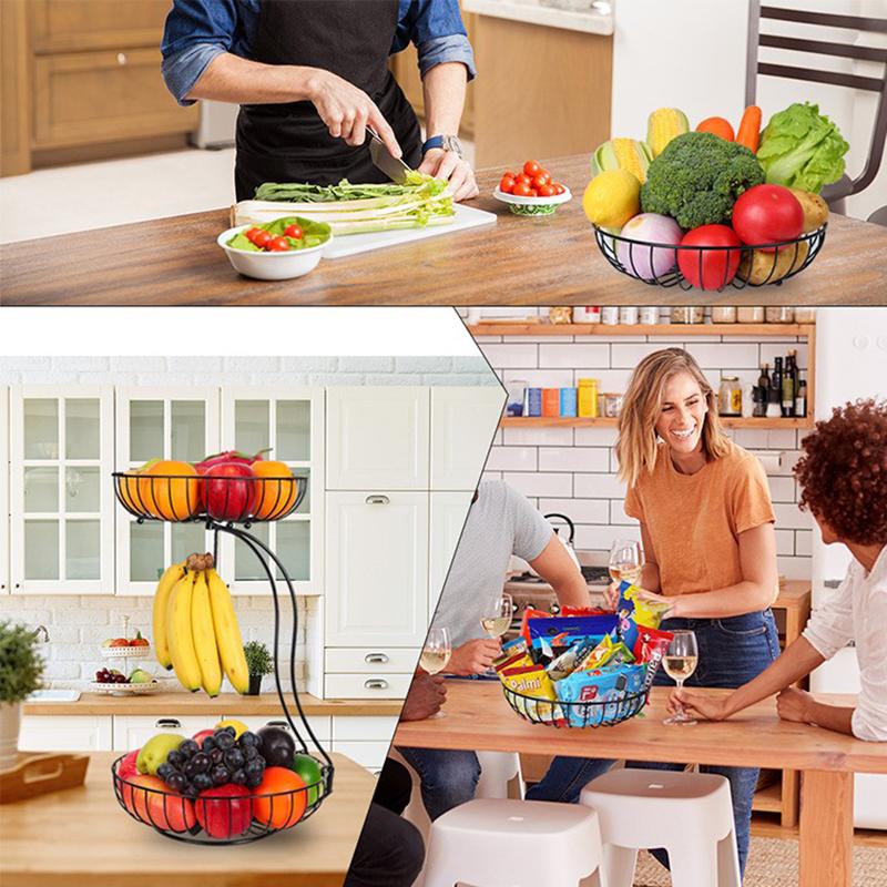 001-ZJGL-001 Nordic Double Layer Fruit Tray Snack Storage Basket (BPA Free, No FDA)