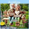 Auf 2D-Bank Romantischer Gartenstecker für Großeltern Rasen Pflanzgefäß Terrasse Ideal Festival Geschenk für Ältere Perfektes Gartenornament