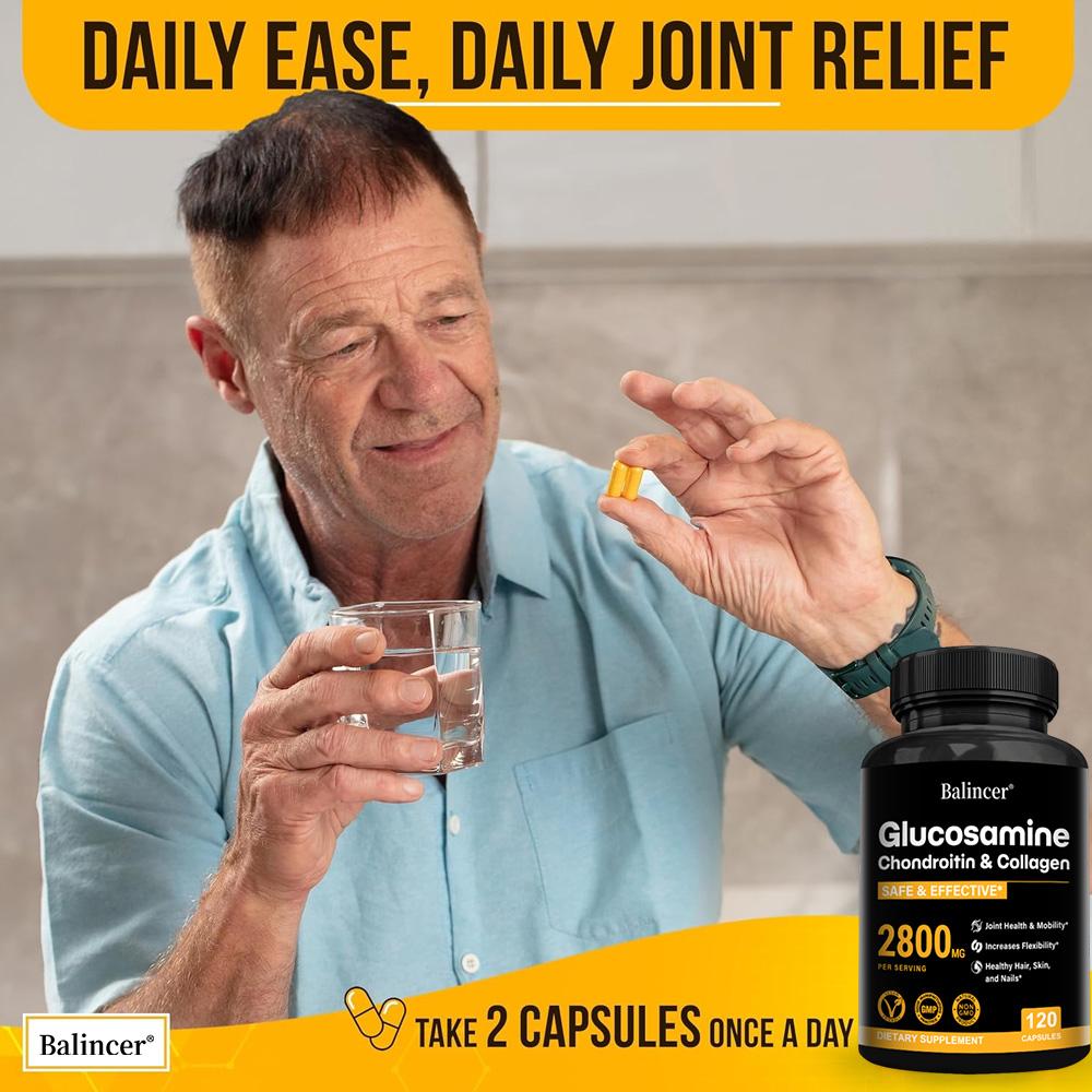 Glucosamin Nahrungsergänzungsmittel, Mit Chondroitinsulfat, Kollagenpeptid, 120 Kapseln