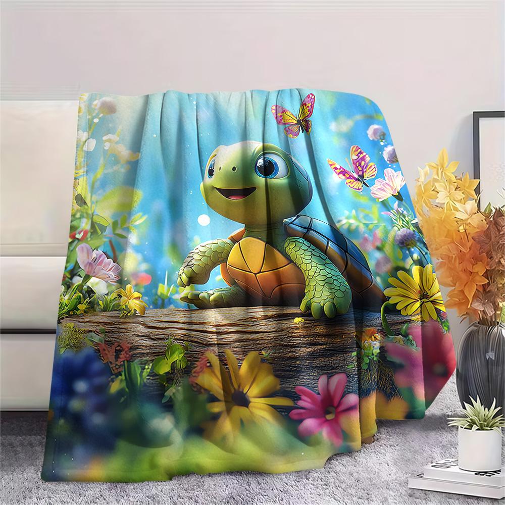 Tortoise Print Flannel Blanket, High quality Comfortable for All Seasons, Home Decor, Warmth and Comfort, Perfect for Christmas Gifts