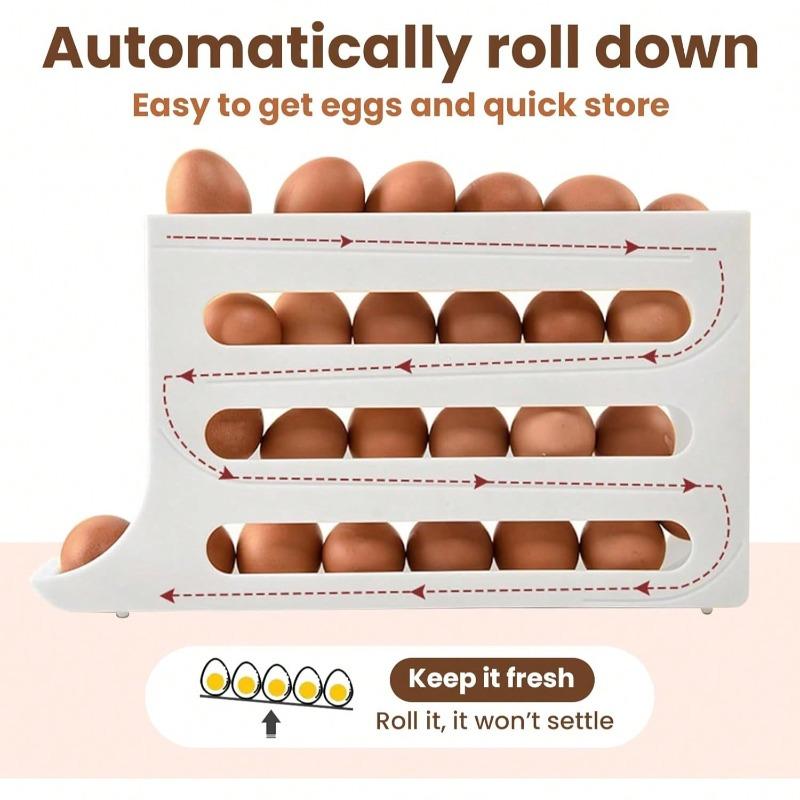 Eggs Refrigerator Holder - Automatic Rolling Refrigerator Egg Organiser, Space Saving Egg Dispenser Holder