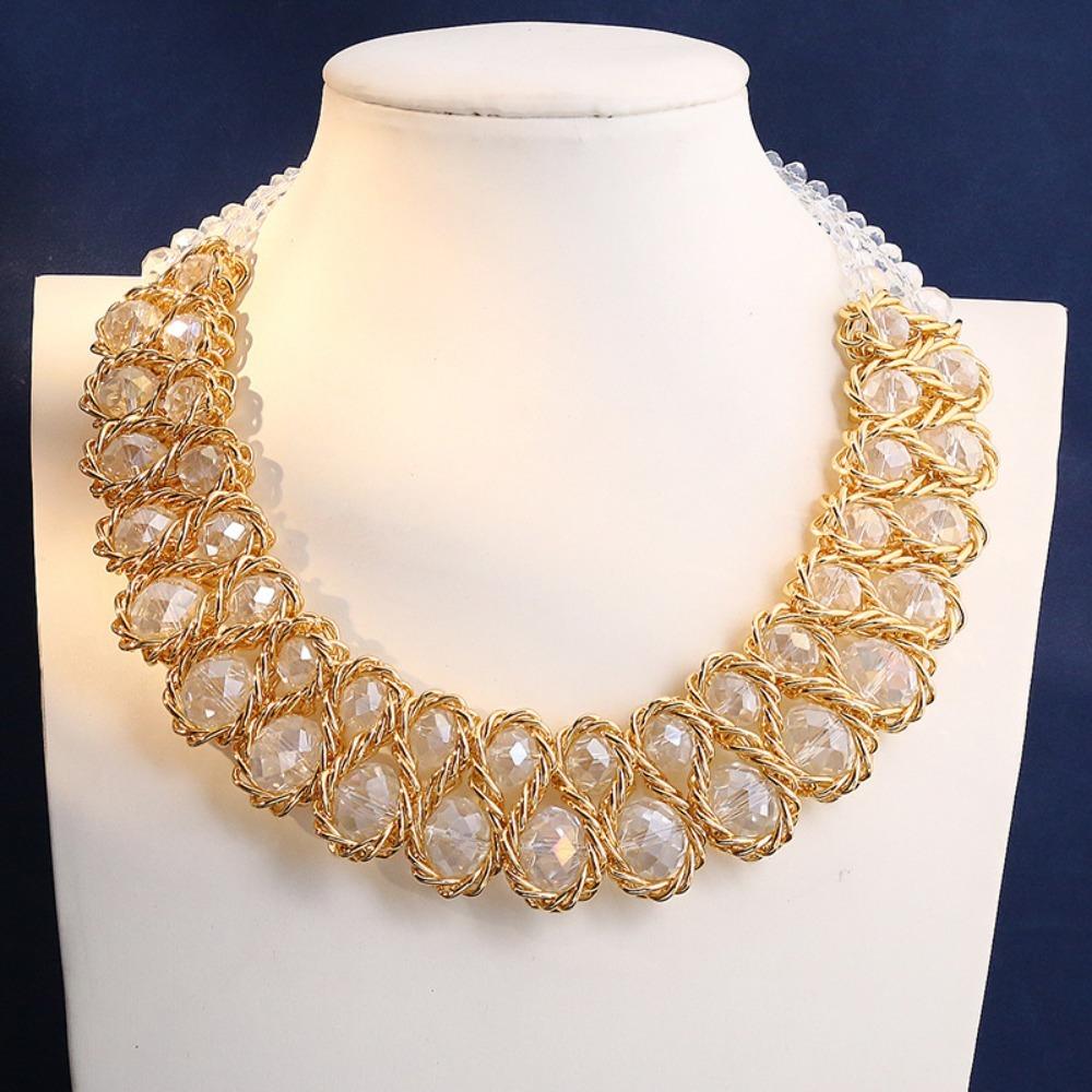 Vintage Choker Necklace Colorful Glasses Stone Necklace Fashion Crystal Necklace for Women