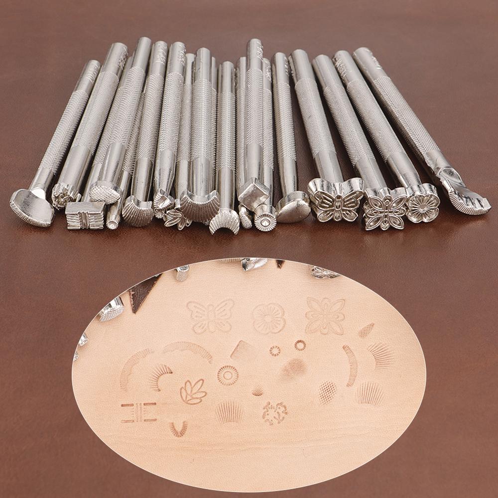20pc/set DIY Leather Stamping Carving Tool, Various Shapes for Leather Printing Punching Set, Manual Leather Craftsmanship Tool