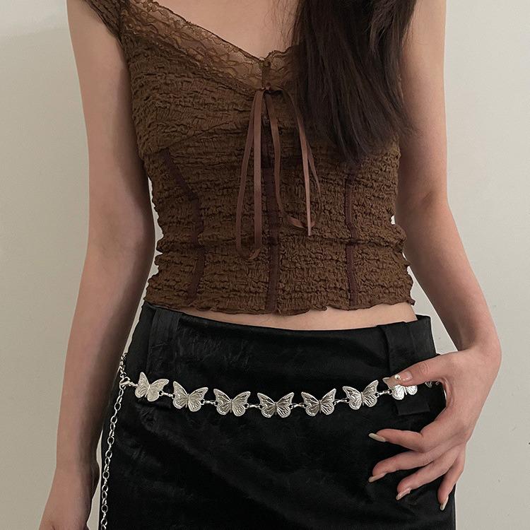 

Пояс-цепочка на талию с бабочками - Нишевый дизайн, Металлическая цепочка, Аксессуар для JK-формы в корейском стиле, Универсальный тренд