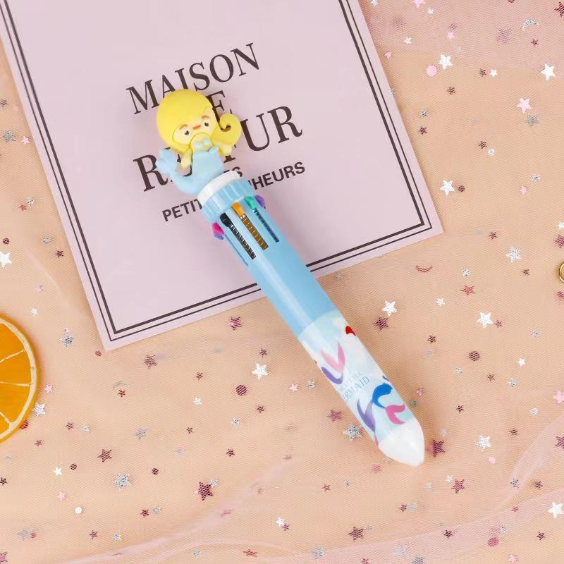 Ten-color Ballpoint Pen Girl Heart Cartoon Press Multi-color Pen Multi-function Color Handbook Pen Creative Cute Pen