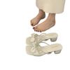 Bow Word with Rhinestone Cool Slippers Women's Summer Wear 2025 New 3cm Small High Heel Thick Heel Fashion Sandals
