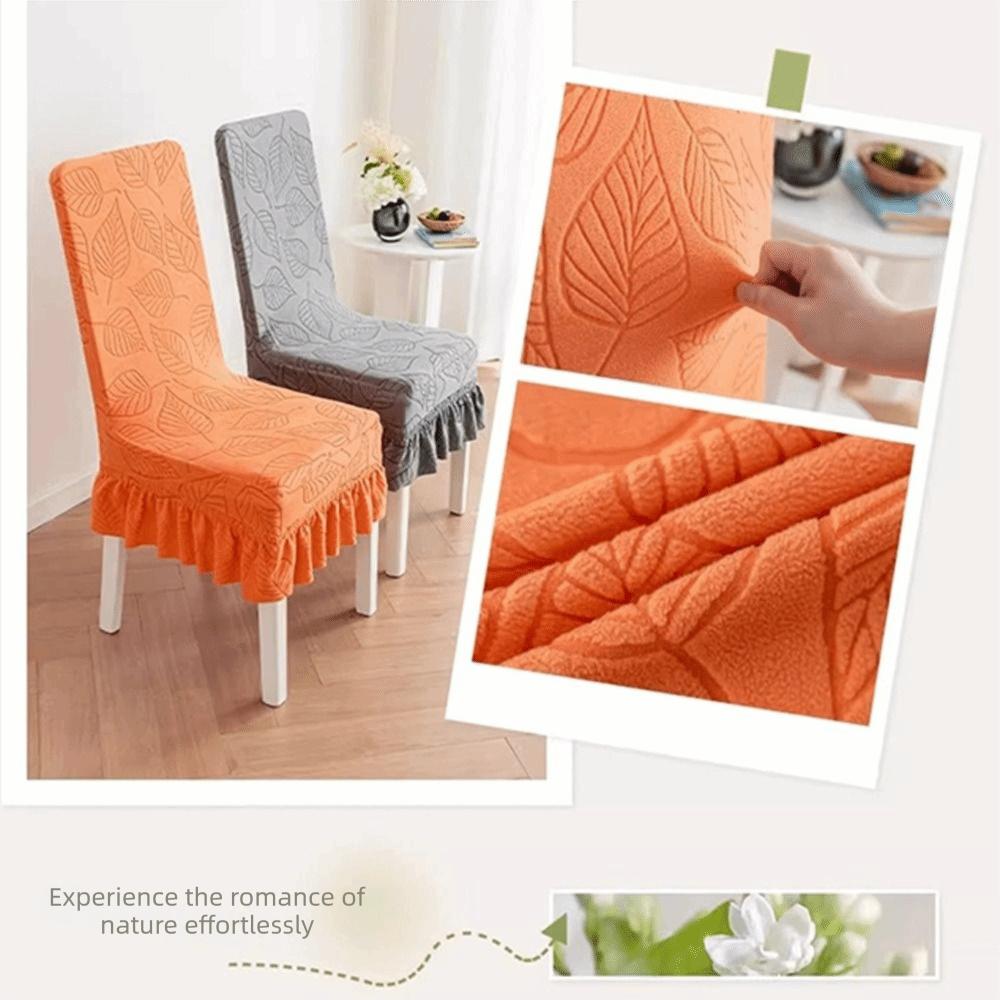 High-elastic Dining Chair Cover Anti-slip Jacquard Stool Slipcover Soft Skirt Edge Integrated Seat Cover for Home Decoration