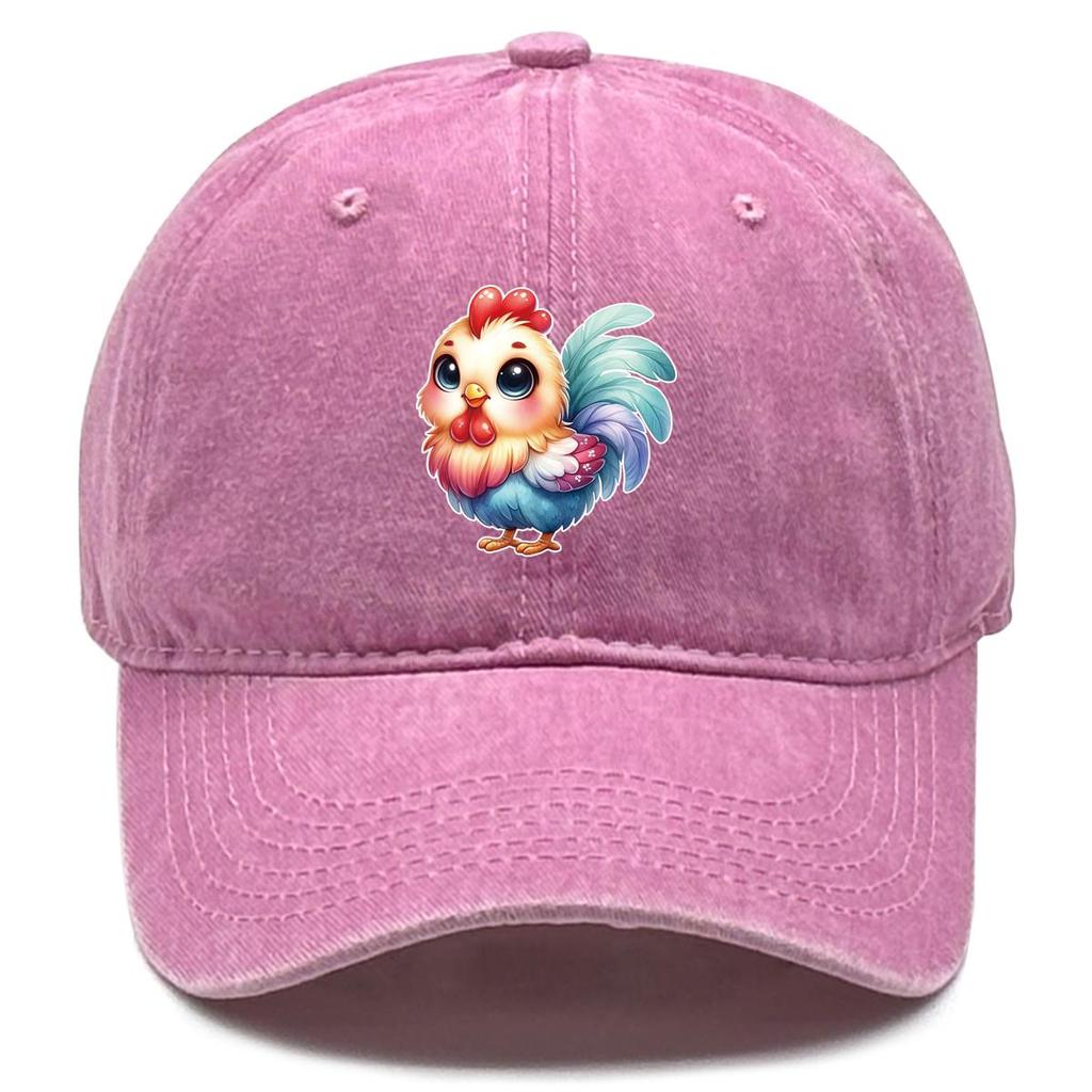 Rooster Print Adjustable Baseball Hat, Animal Flat Cap Lightweight Vintage Non-Stretch Fabric Headwear Snapback Sun Hat