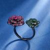 Jewelry Copper Bottom Gold-Plated Simulation Red Corundum Black Gold Immortal Flower Personalized Ring Female