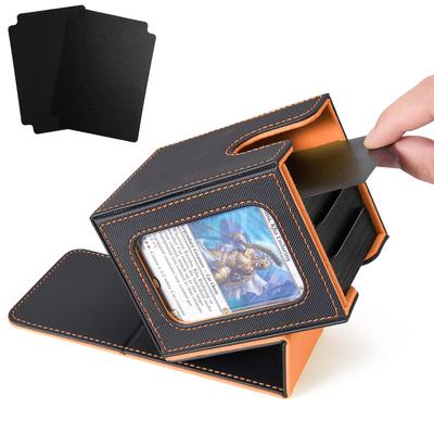 Venssu Deck Trading Card Card Display 100 Compatible with Double and Triple Vertical 2 Dividers and 1 Top Leather Interior Case, Case, Window, Pieces,